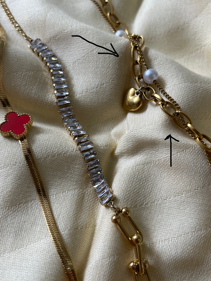 Kalp İnci Detay Çelik Bileklik