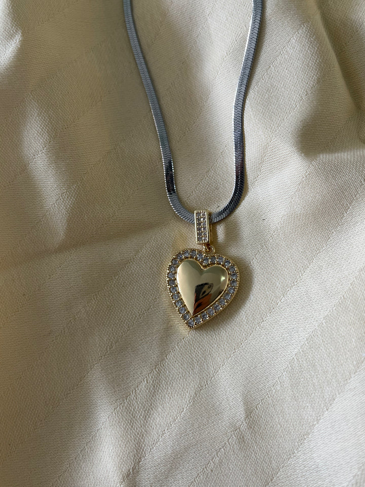 Vintage Kalp İtalyan Zincir Çelik Kolye