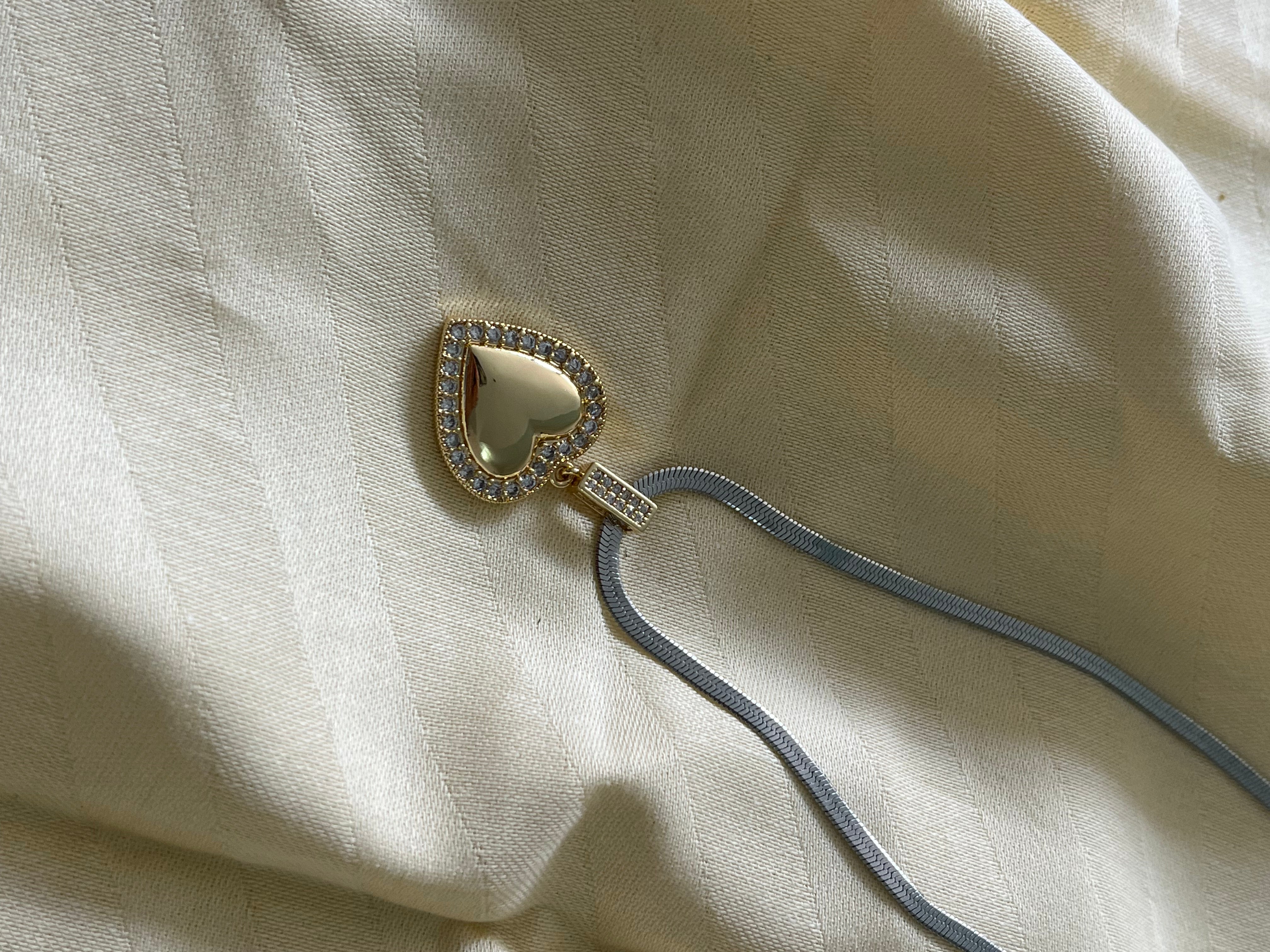 Vintage Kalp İtalyan Zincir Çelik Kolye