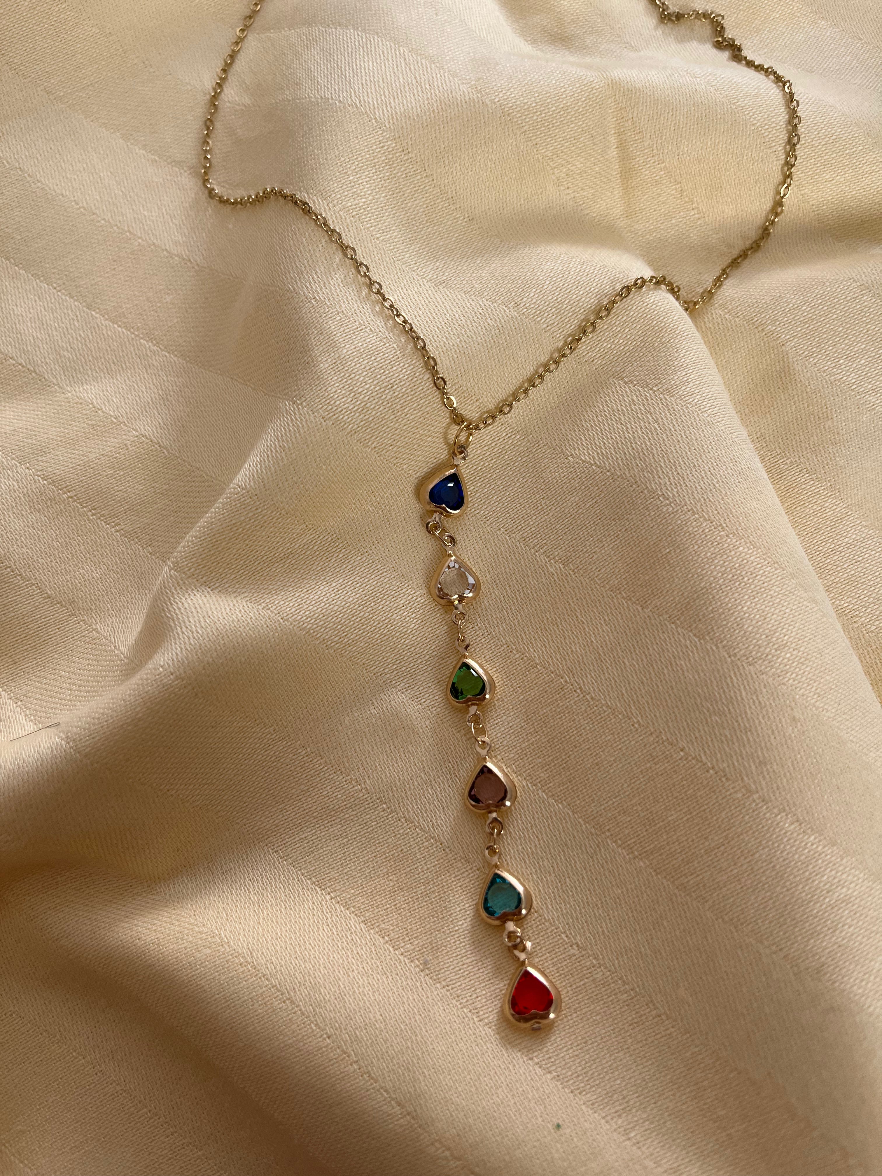 7 Element Kalp Kesim Çelik Y Kolye